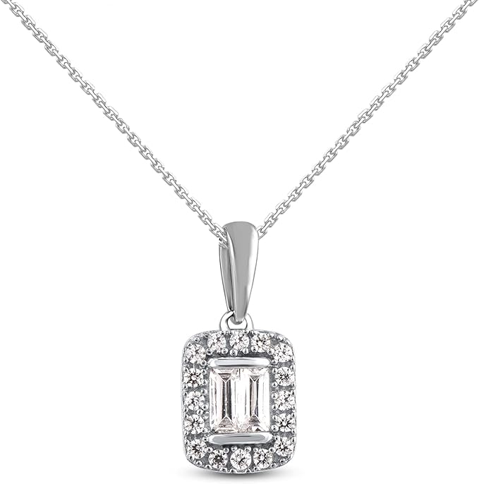 tjd15克拉天然圆形和长方形钻石吊坠项链女式10克拉白金颜色ij净度为i